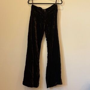 Free People Dark Green Velvet Flare Pants